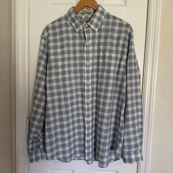 LL Bean Traditional Fit 100% Cotton Plaid Button Down Long Sleeves Large - Picture 1 of 8